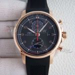 Replica IWC rose gold case black grey dial Swiss Cal.89361 chronograph rubber strap 